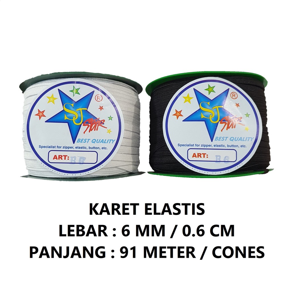 Karet Elastis 6mm/0,6cm/P4 (B-6) @91 meter Karet Kolor Karet Pinggang