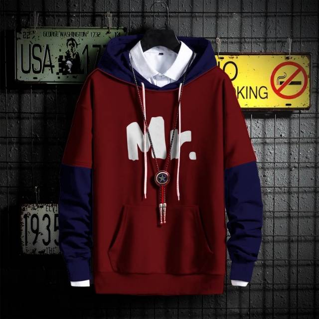 TOTOTAshop.Sweater hoodie MR.2 ukuran L-XL BAhan fleece tebal.tulisan sablon