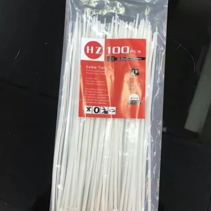 kabel tis 200mm / pengikat / nylon cable tie 20cm hitam or putih - Put