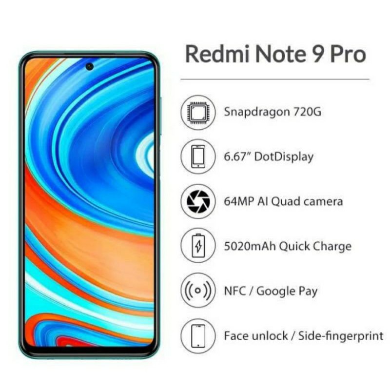 xiaomi redmi note 9 pro 8gb 128gb original new garansi resmi
