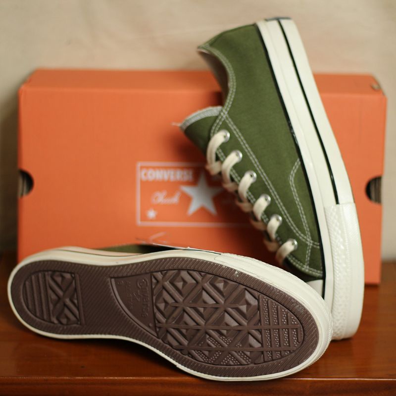 Sepatu Sneakers Converse 70s Egret Hijau Army Low, TOP Premium Quality, BNIB, Harga TERMURAH