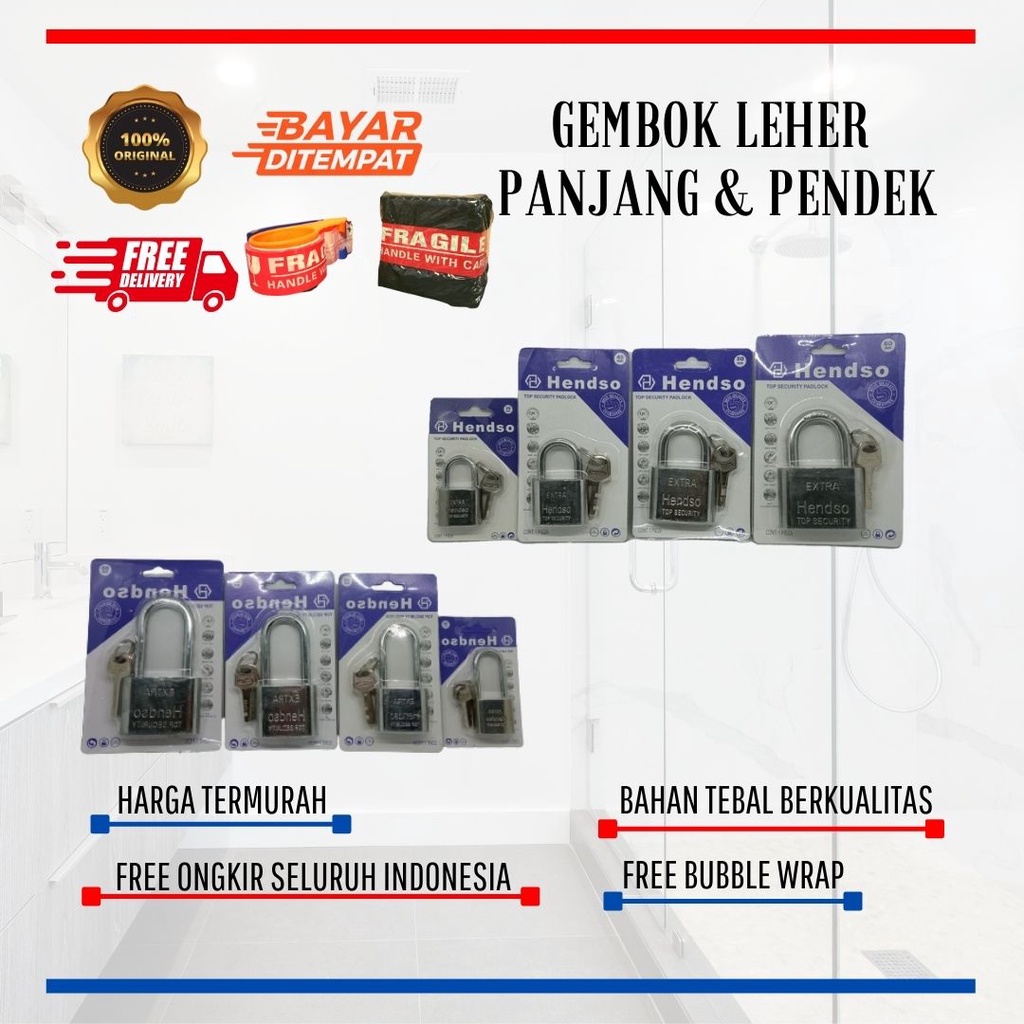 Gembok Putih Leher Panjang / Pendek 60mm Crome