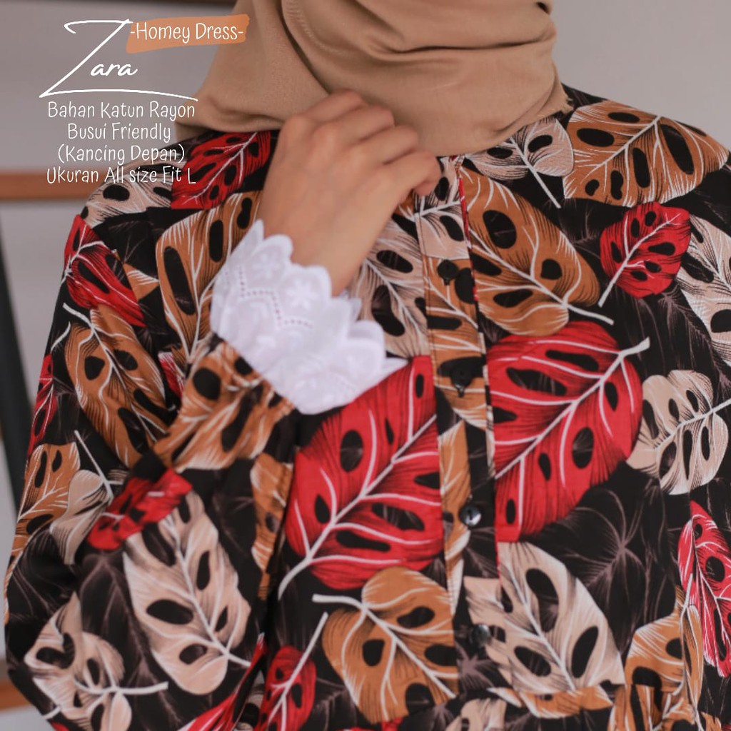 Terlariss!!(bisa cod)Homey Dress Motif-Homey Dress Zara-Bahan Katun Rayon-Busana Muslimah Dewasa