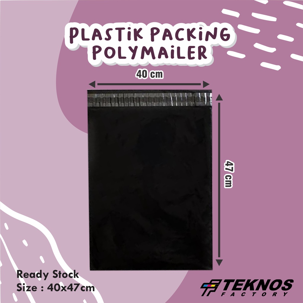 

[100 PCS] PLASTIK POLYMAILER PACKING PACKAGING OLSHOP 40X47 HITAM TEBAL MURAH