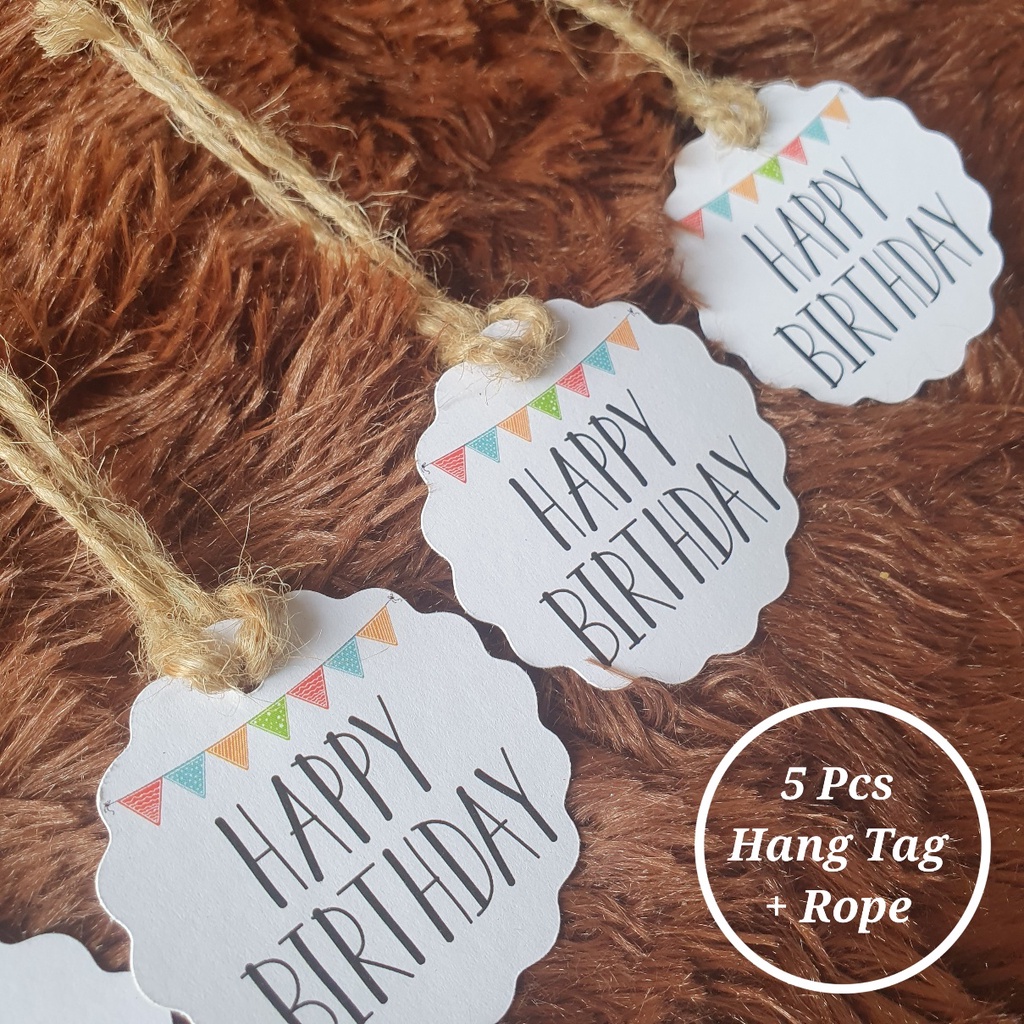

(5 pcs) Hang Tag + Tali Rami Tulisan "Happy Birthday
