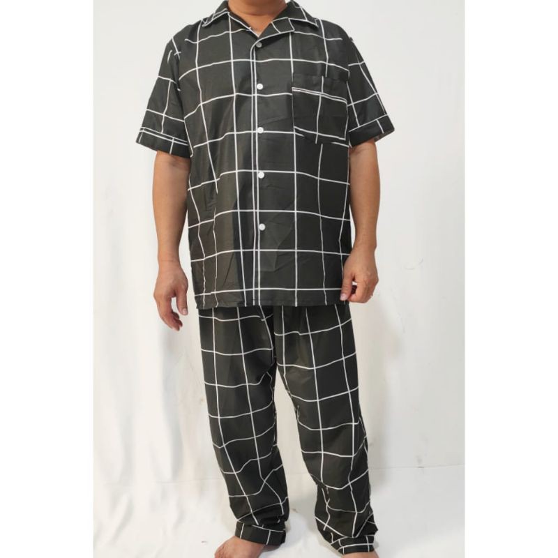 PIYAMA PRIA CELANA PANJANG LENGAN PENDEK / SET / JUMBO / ALL SIZE / BAJU TIDUR COWOK DEWASA