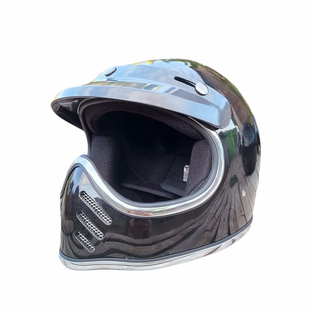 Helm Mini Moto Custom Hah Helmet Hitam Polos