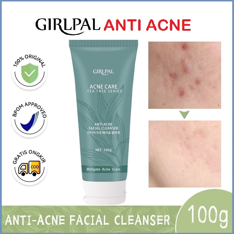 Girlpal Tea Tree Anti Acne Facial Foam Cleanser Fasial Wash Tea Tree Acne Treatment Foam Pembersih Wajah Muka Jerawat Komedo Hidung Dan Berminyak Bpom