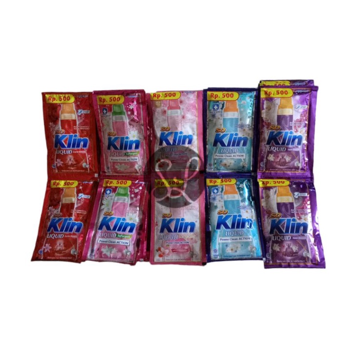 Soklin Liquid Deterjen Renteng 500an Isi 12pc So Klin Sachet Kecil 22ml Renceng