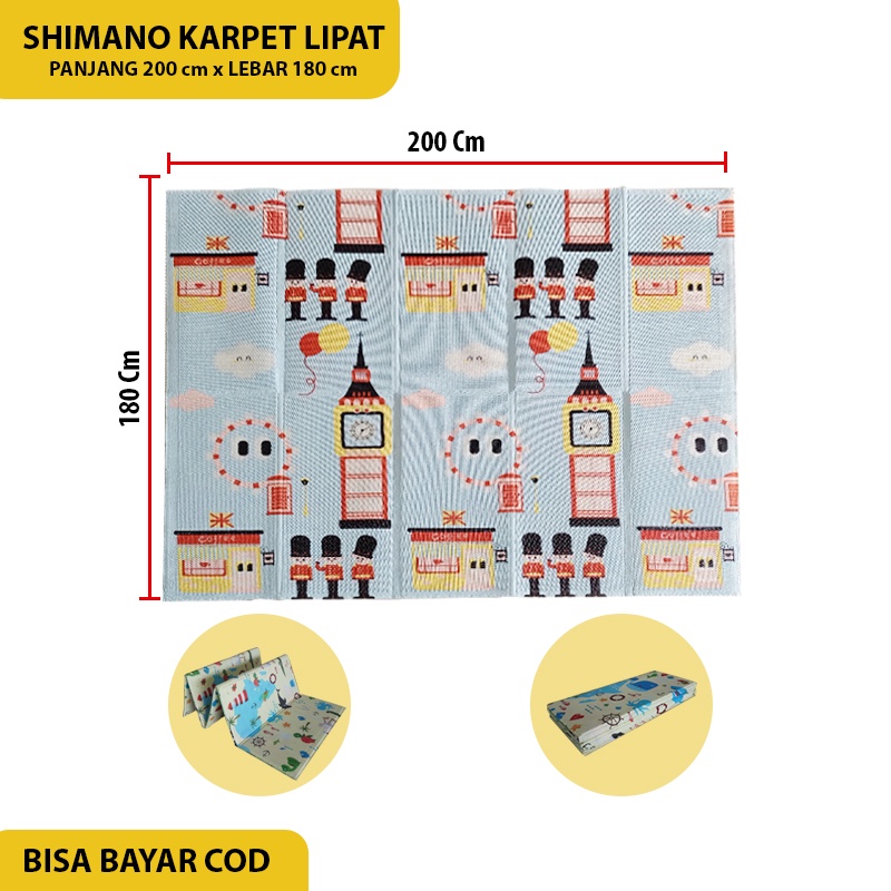 SHIMANO Matras Karpet Tikar Foam Playmat Lipat Bayi Motif Anak Printing Tebal 200cm x 180cm