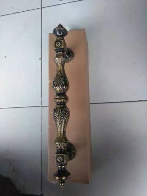 Handle Pintu Rumah Pagar Kuningan Antik Murah Motif Kotak Payung 43cm