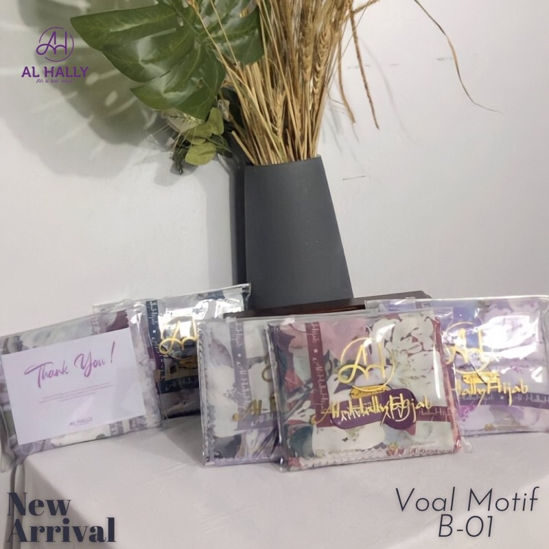 HIJAB VOAL MOTIF SEGIEMPAT B-01 BY AL-HALLY