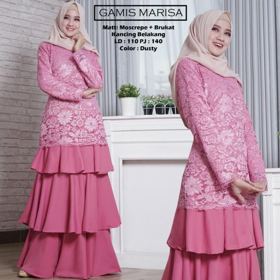 Terbaru Gamis Brokat Lapis Furing Gamis Pesta Dress Muslim Warna Biru Dongker