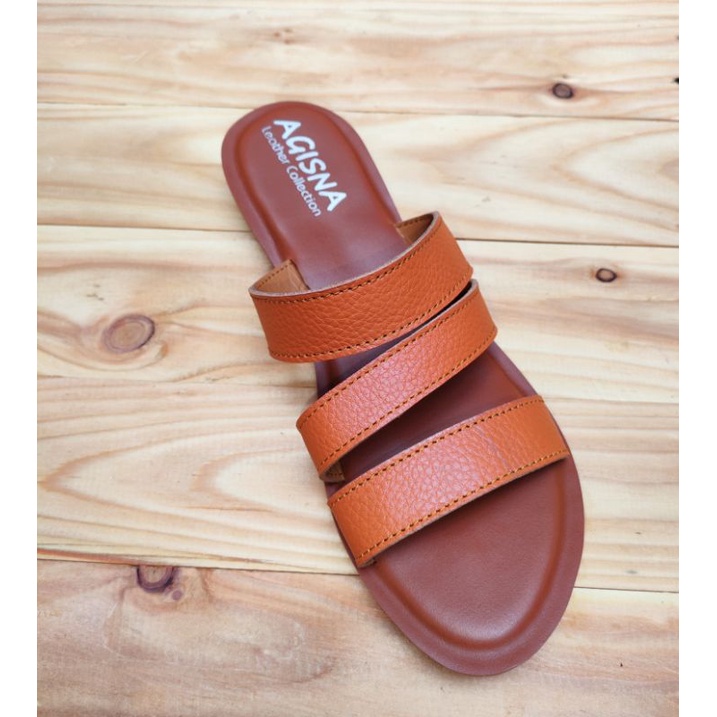 (Bisa COD) sandal kulit garut model palang tiga