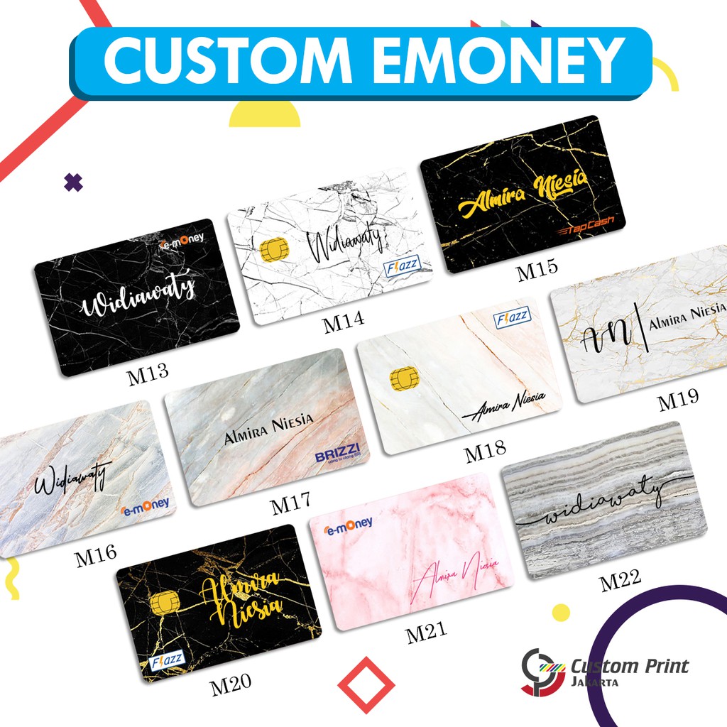 KARTU E TOLL FLAZZ E MONEY CUSTOM DESAIN NEW MARBLE | Shopee Indonesia