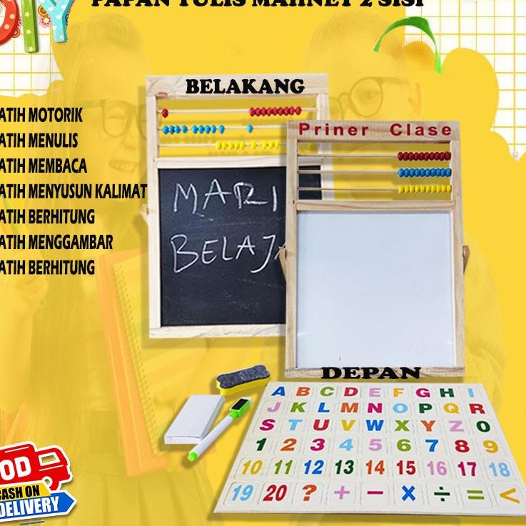

[KODE GISAD] Papan Tulis Whiteboard Blackboard Magnetik Spidol Kapur Tempel 2 IN 1 Hitam Putih 44 x 31 Cm