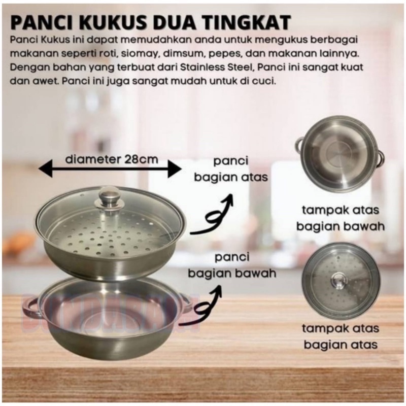 PANCI SIOMAY SOMAY / PANCI KUKUS &amp; REBUS 2 TINGKAT MINI STAINLESS STEAM KUPING 4 STEAMER 2 TINGKAT TUTUP KACA STAINLESS STEEL VD