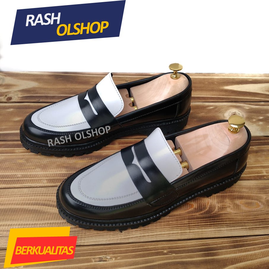 Sepatu Penny Loafer Original Land Brother Sepatu Dokmart Slip On hitam putih