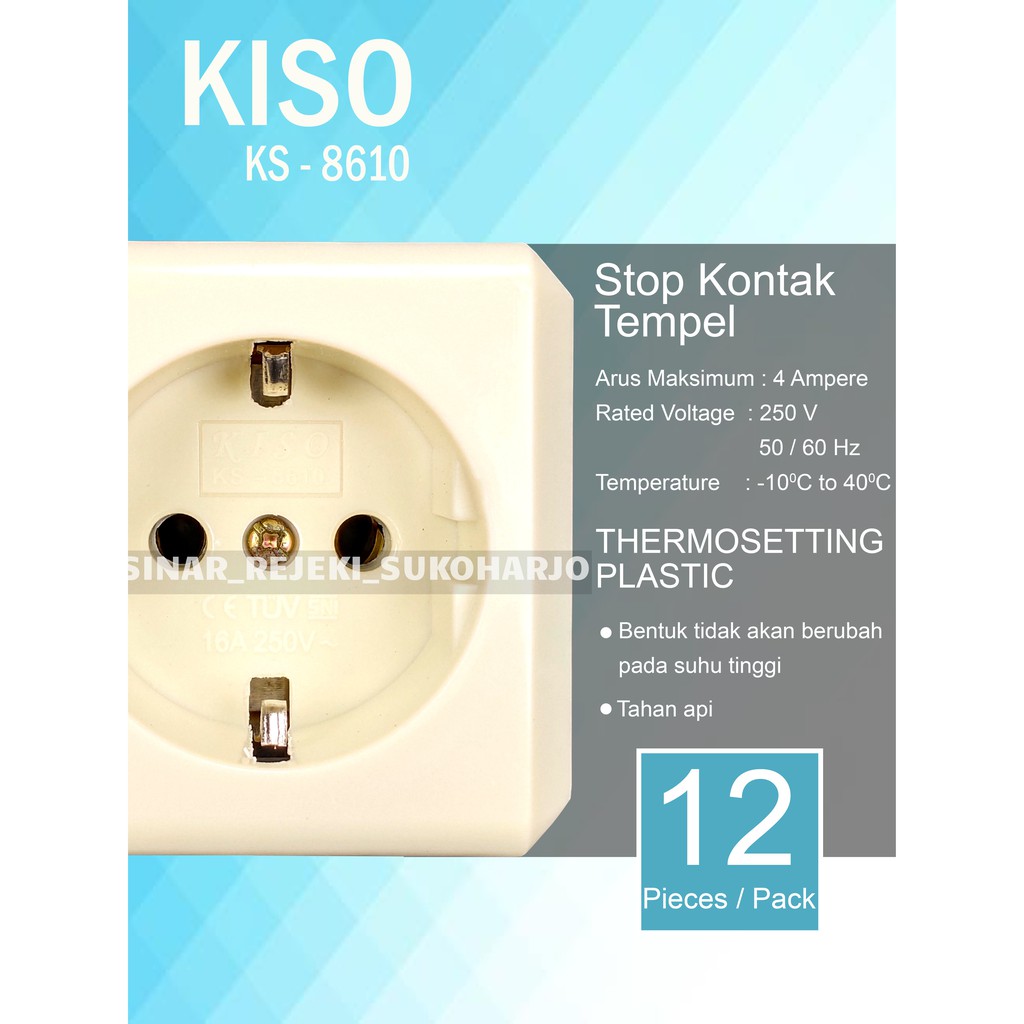 KISO Stop Kontak Tempel Kotak Segi / OB CREAM