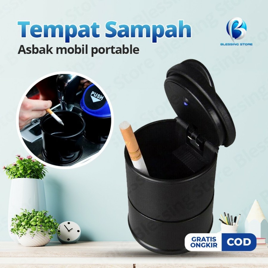 Aksesoris Mobil Tempat Sampah Mini Asbak Mobil Asbak Rokok Unik LED