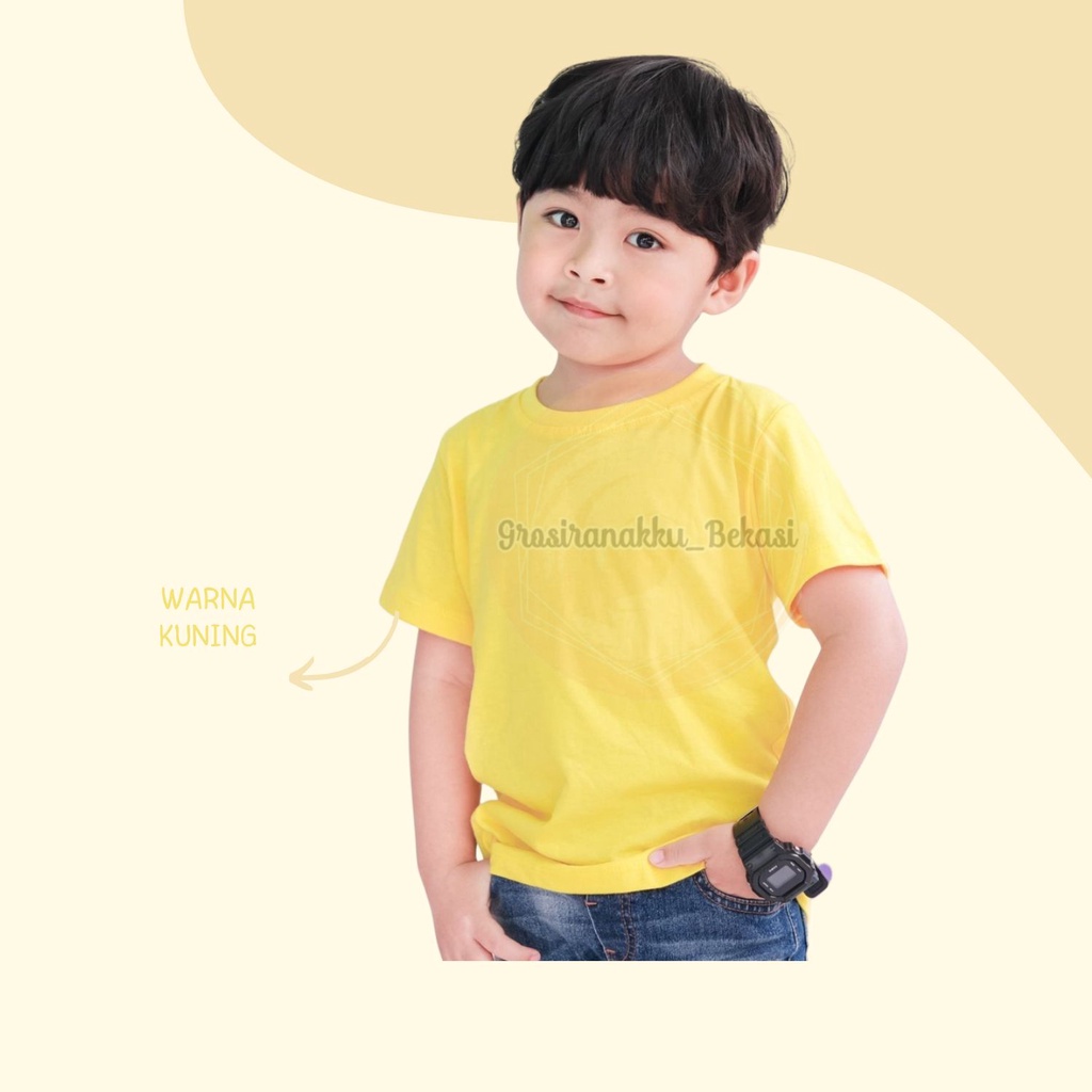 Kaos Anak Polos Kuning Size 1-5Thn