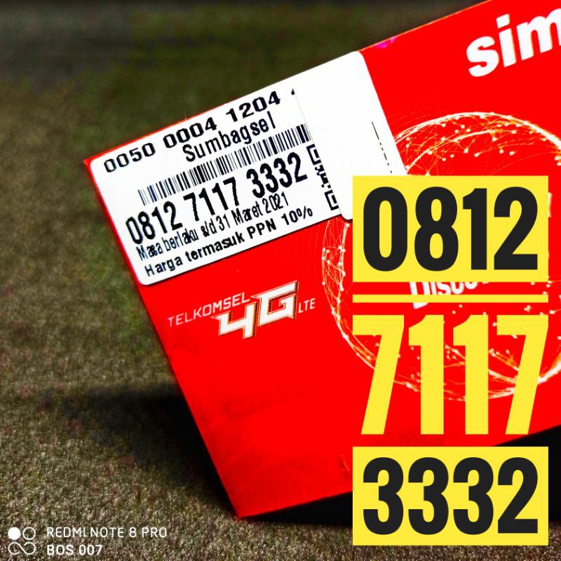 NOMOR CANTIK SIMPATI 4G KARTU PERDANA TELKOMSEL 7117 3332