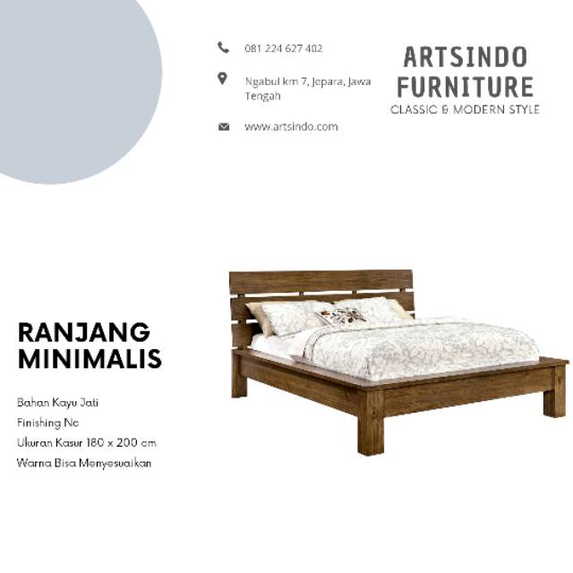 Ranjang Tempat Tidur Minimalis Kayu Jati Asli