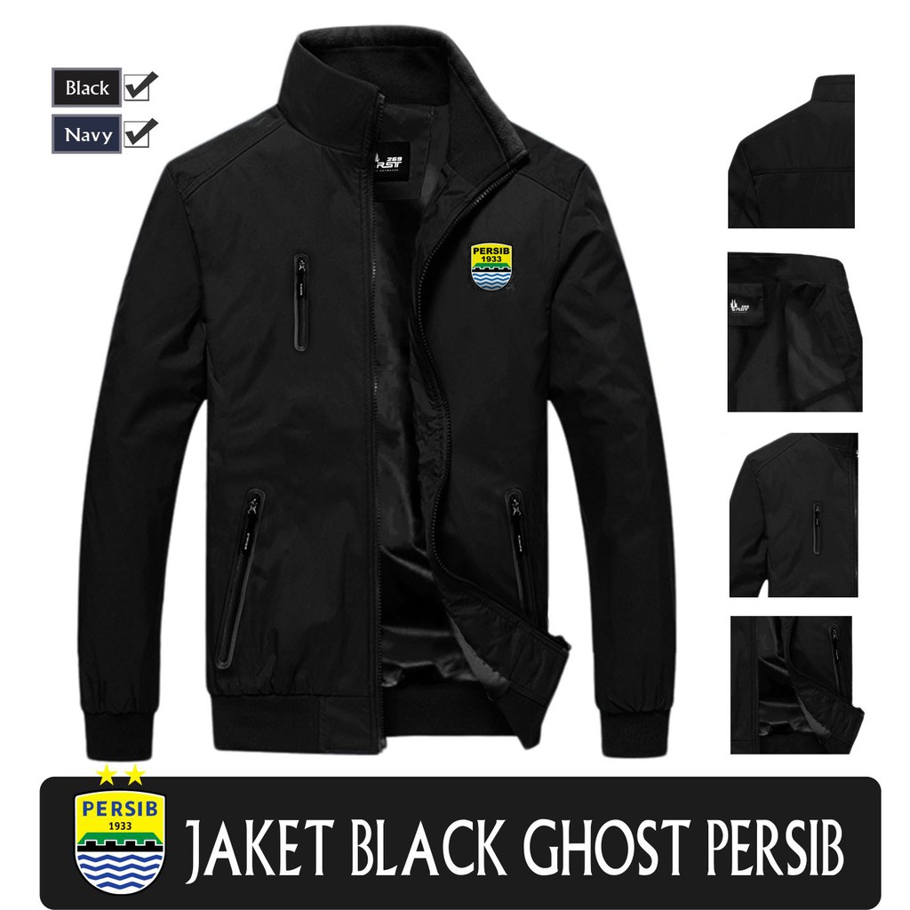 JAKET BOLA PARASUT JAKET BLACK GHOST PERSIB