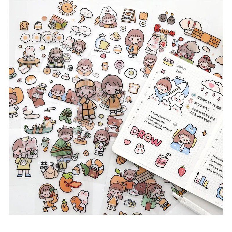 Stiker 10 pcs dekorasi lucu murah Korean style stiker Tumbler kotakmakeup buku diary