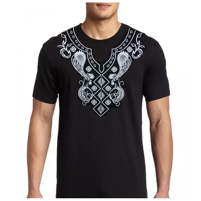 Sale Baju KOKO kaos lebaran muslim pria 3D islam islami sorban / CORAK - Hitam QR0905