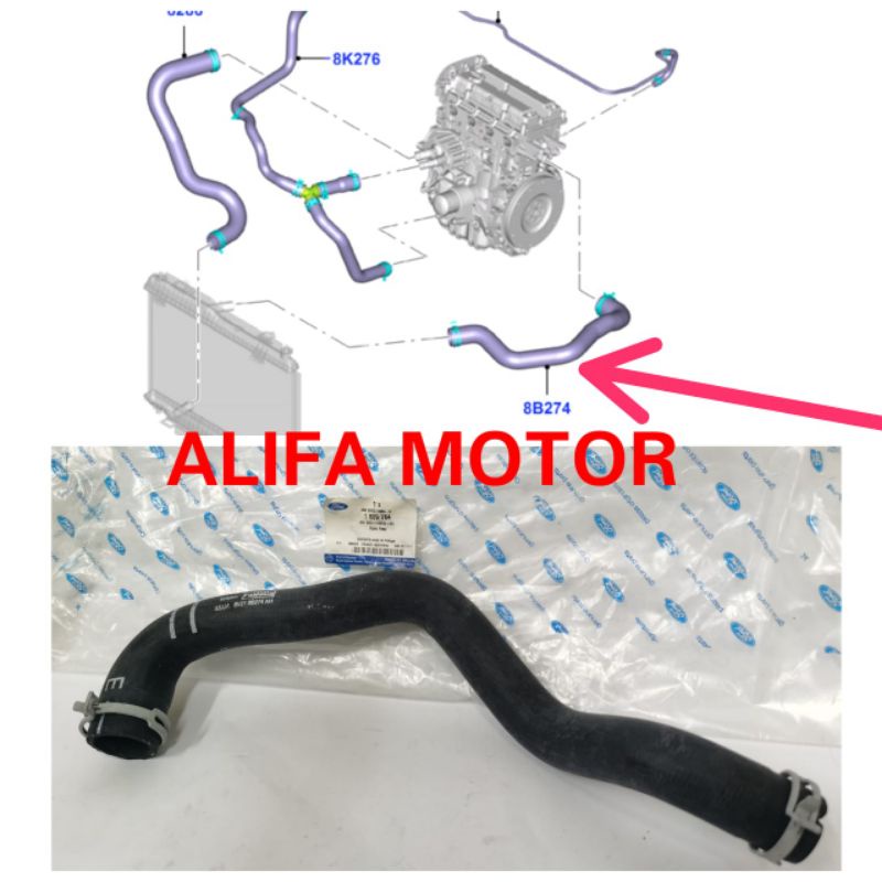 Hose Radiator Atas Ford Fiesta All Type Genuine Part Ford 8V2Z8260B HOSE RADIATOR 8V218B274AH