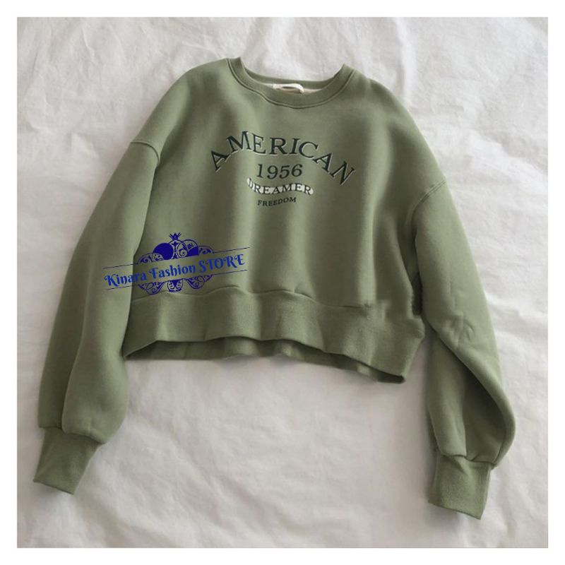 AMERICAN CROOPE Oversize Sweater Crewneck Oblong | Sweater Wanita Fashion Terkini Korean Style
