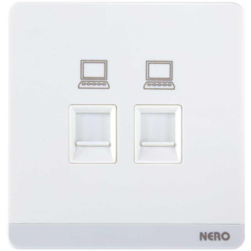 DECORA Q7PCA2-White 2 Gang Data Outlet CAT6 NERO