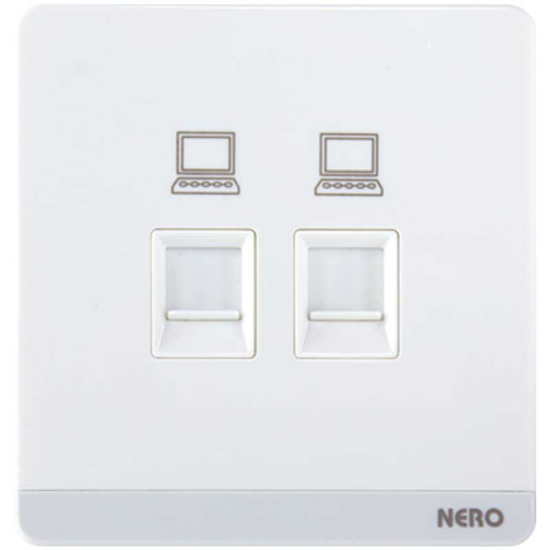 DECORA Q7PCA2-White 2 Gang Data Outlet CAT6 NERO