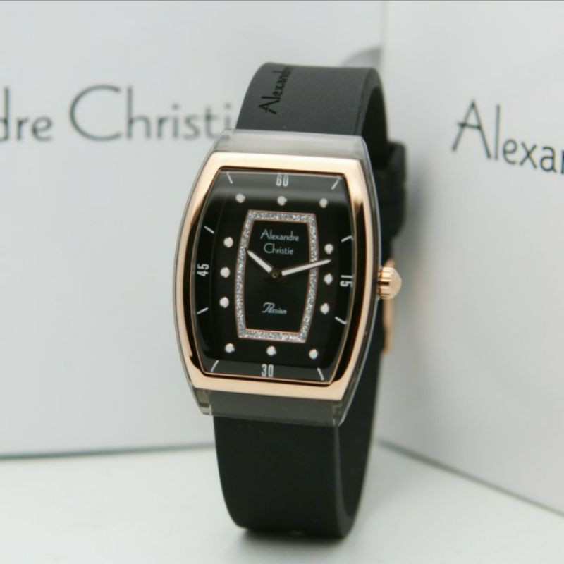 ALEXANDRE CHRISTIE AC2847 BLACK ROSEGOLD WANITA.ORIGINAL GARANSI RESMI 1TAHUN