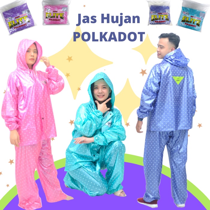 Jas Hujan Setelan Dewasa Baju Celana Motif Polkadot Onde Bulat Imut Keren Murah - Raincoat Mantel Hujan Jaket Celana Pria Wanita Dewasa SPIN ELITE