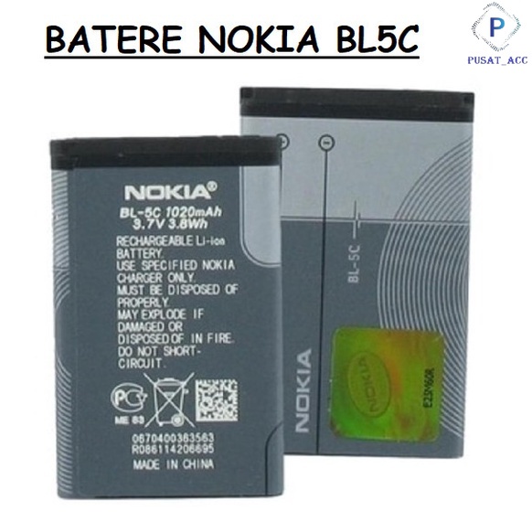 Batere Nokia BL5C / Baterai BL 5C / Batere Nokia BL-5C Original 95%