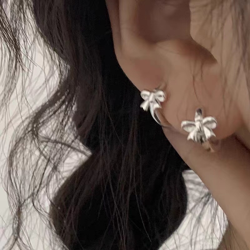 Coco Anting Tusuk Silver Wanita Desain Pita Gaya Hip Hop Korea