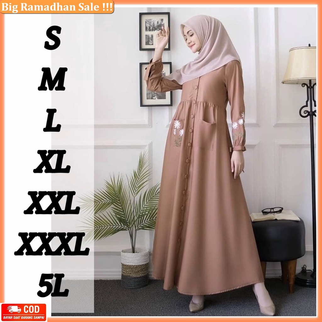 Pakaian Muslim Adila Olive Viendra Gamis Wanita Dres Import Baju Kekinian Harga Murah Grosir Fashion