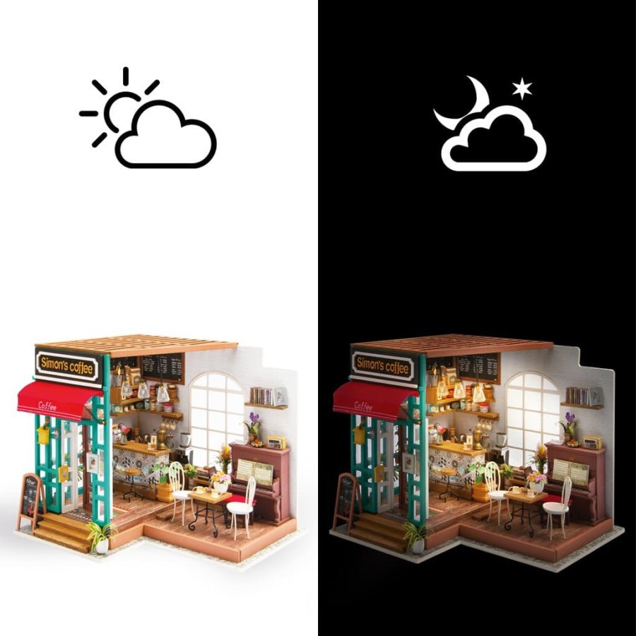 ROLIFE Robotime Diy Dollhouse Kit-Simon'S Coffee New Arrival DG109 Hobby Toy Collection Perfect Gift For Your Love One