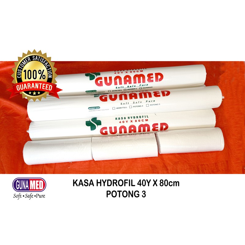 GUNAMED Kasa Gulung/Kasa Hydrofil 40y x 80cm Potong 4/Potong 5/Kasa Panjang Full &amp; 30x80 UTUH