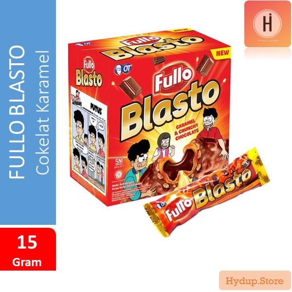 Fullo Blasto Wafer Roll Caramel Salut Cokelat Satuan & Pak isi 16 Pcs