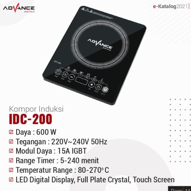 Advance Kompor Induksi Listrik Touchscreen Idc 200 Low Watt Idc 300 Wsmn2A_W3D