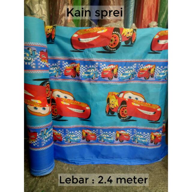 Bahan kain sprei motif cars / kain sprei katun cina / sarung sprei guling bantal motif anak