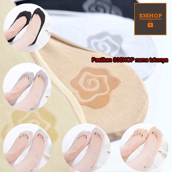 Kaos Kaki Invisible Hidden Socks Women Wanita Anti Slip Anti Lecet Gel Karet