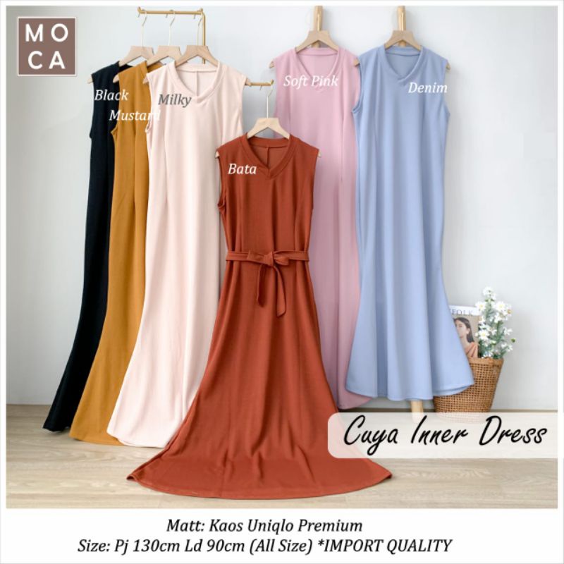 CUYA INNER DRESS - ANEKA INNER DRESS BAHAN KNIT/KAOS UNIQLO IMPORT QUALITY