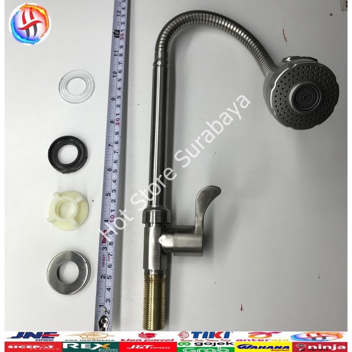 KRAN ANGSA CUCI PIRING STAINLESS SINK SHOWER WASTAFEL LEHER ANGSA FLEKSIBEL / FLEXIBLE 1/2 INCH MEJA