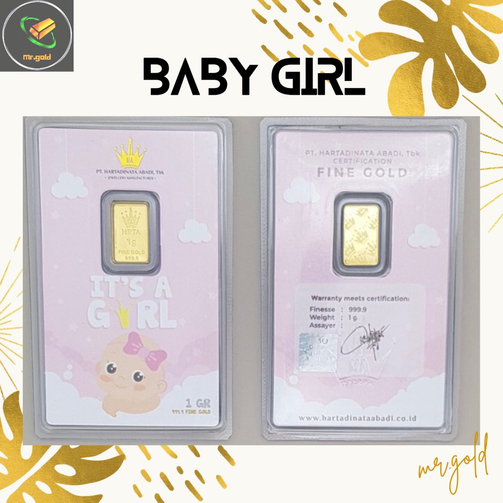 EMAS LOGAM MULIA MINI HARTADINATA ABADI 1 GRAM EDISI BABY GIRL GIFT SERIES ACC LM HT GOLD / LM HRTA