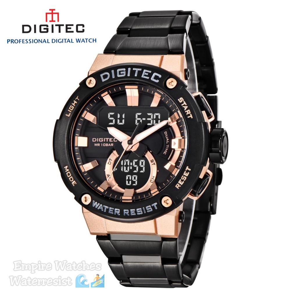 Jam Tangan Digitec DG3111T DA3111T 3111 Pria Cowok Analog Digital Rantai Stainless Original Waterproof