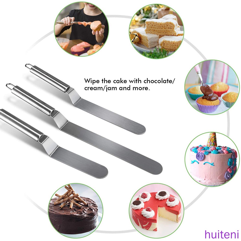 Spatula Bahan Stainless Steel Dengan Lubang Ukuran 10 Inch Untuk Dekorasi Kue